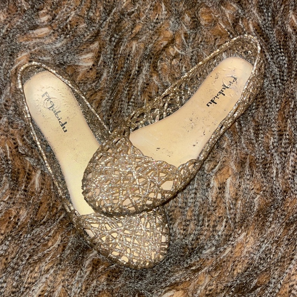 Gold sparkly jelly shoes